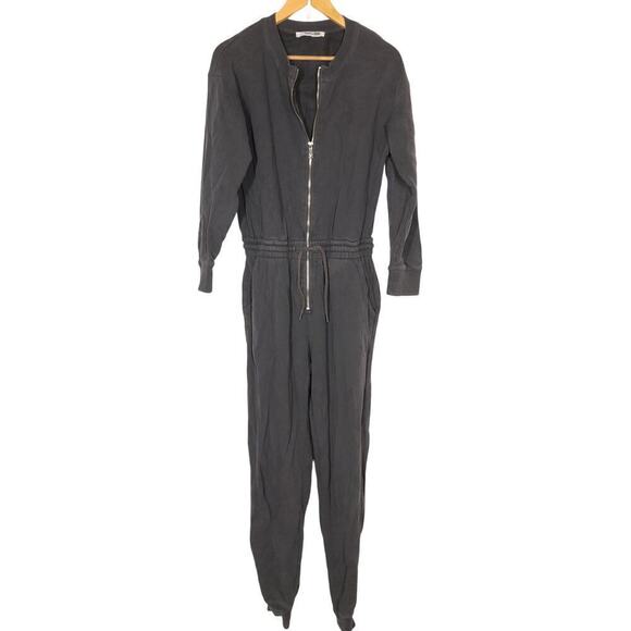 Thakoon Zip Up Jumpsuit Cotton Long Sleeve Tapered Leg One Piece Outfit Black L - Picture 2 of 6